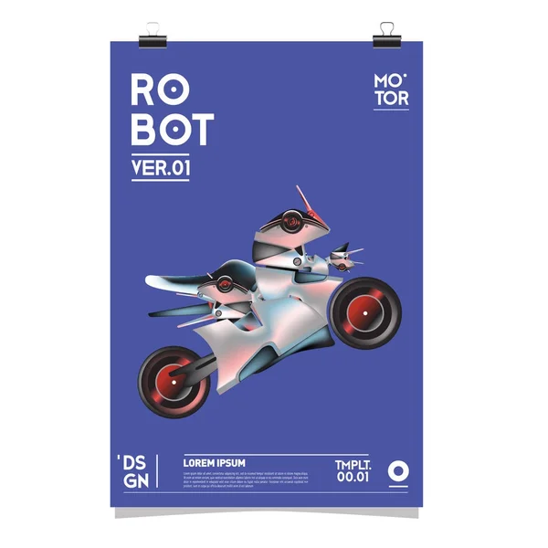 Ilustração Robô Realista Vetorial Modelo Cartaz Festival Design Robôs Brinquedos — Vetor de Stock