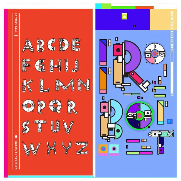 Vektor Barevné Retro Abecedy Unikátní Písma Šablony Design Ilustrace Techno — Stockový vektor