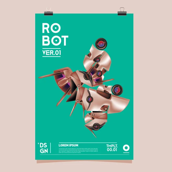 Vector Realistic Robot Illustration Plantilla Póster Del Festival Diseño Robots — Vector de stock