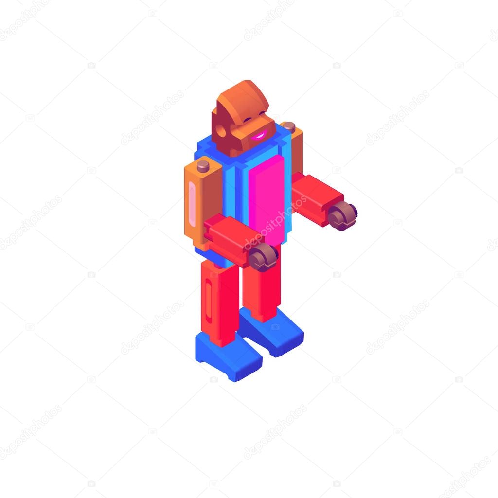 Vector vintage robot logo. Logo for vintage toy shop