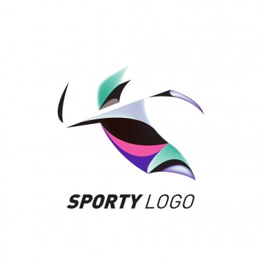 Renkli dinamik spor Logo ve kutsal kişilerin resmi. Spor olay ve sağlık etkinliği tasarım şablonu.