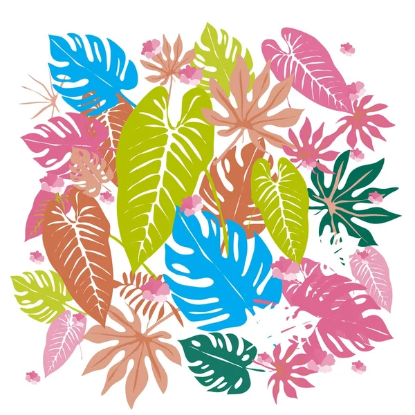 Bannière Avec Motif Feuilles Plantes Tropicales Sur Maille — Image vectorielle