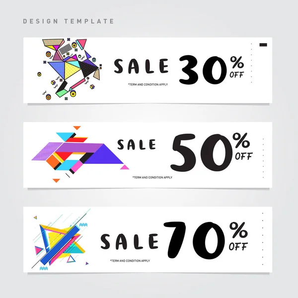 Sale Discount Banner Set Colorful Memphis Style Banner Template Background — Stock Vector