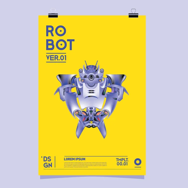 Ilustração Robô Realista Vetorial Modelo Cartaz Festival Design Robôs Brinquedos —  Vetores de Stock