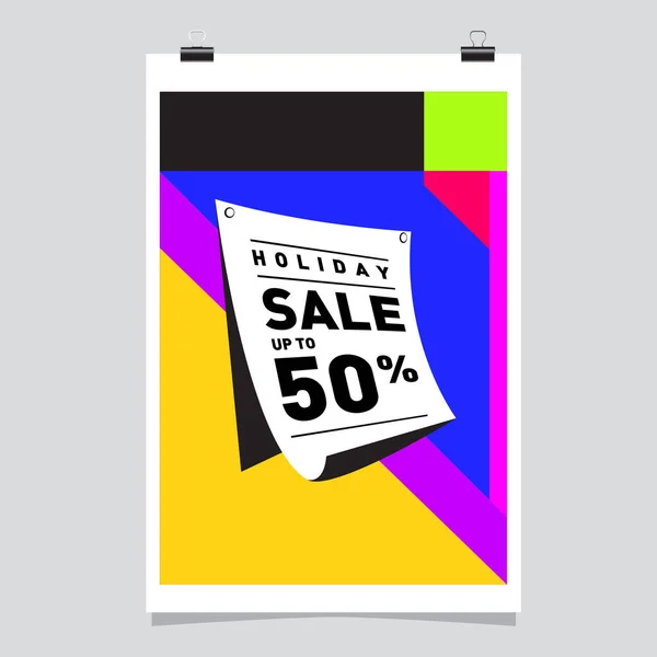 Sale Memphis Style Web Banner Mode Und Reisen Rabatt Plakat — Stockvektor