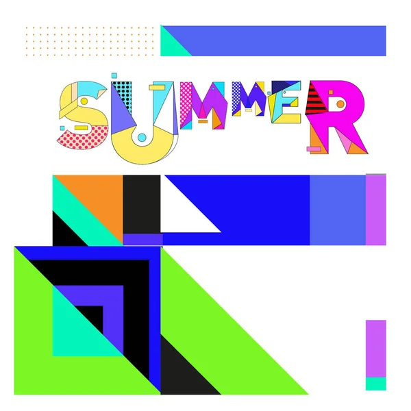 时尚的夏季卡在孟菲斯风格与抽象色彩的纹理 假日度假海报 小册子和促销模板的设计 — 图库矢量图片