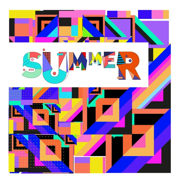 Trendy Summer Card Stile Memphis Con Texture Colorate Astratte Design — Vettoriale Stock