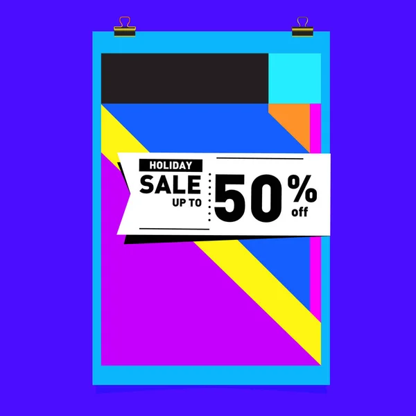 Sale Memphis Style Web Banner Mode Und Reisen Rabatt Plakat — Stockvektor