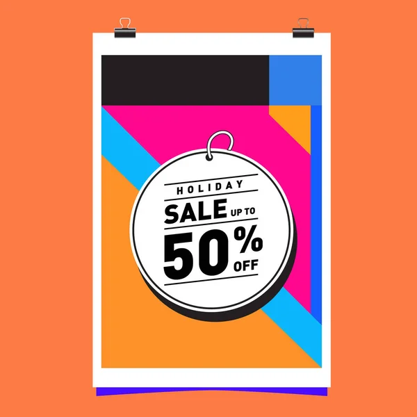 Sale Memphis Style Web Banner Mode Und Reisen Rabatt Plakat — Stockvektor