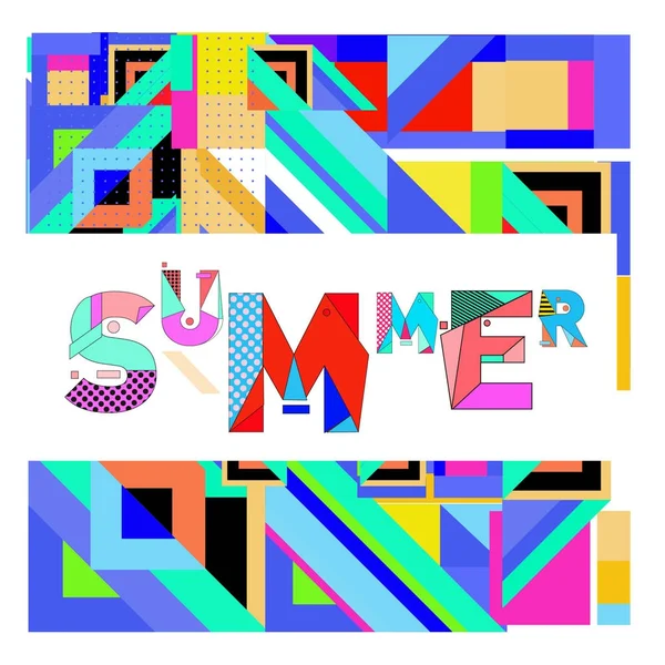 Trendy Summer Card Stile Memphis Con Texture Colorate Astratte Design — Vettoriale Stock