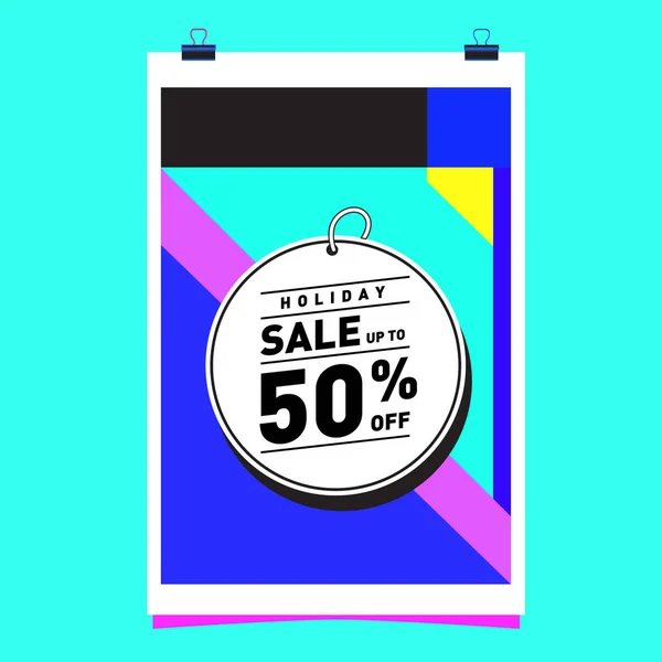 Sale Memphis Style Web Banner Mode Und Reisen Rabatt Plakat — Stockvektor