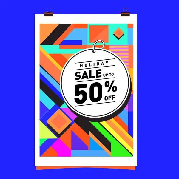 Sale Memphis Style Web Banner Mode Und Reisen Rabatt Plakat — Stockvektor