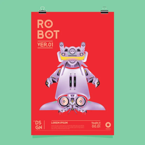 Ilustração Robô Realista Vetorial Modelo Cartaz Festival Design Robôs Brinquedos —  Vetores de Stock