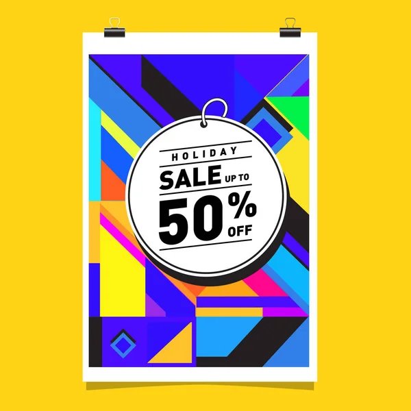 Sale Memphis Style Web Banner Mode Und Reisen Rabatt Plakat — Stockvektor