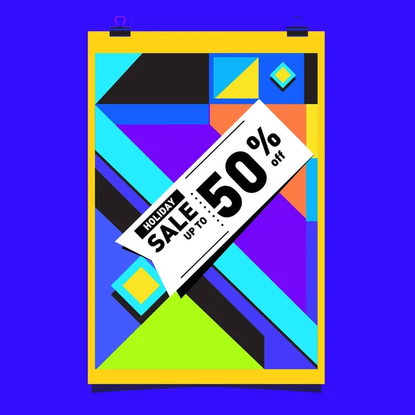 Sale Memphis Style Web Banner Mode Und Reisen Rabatt Plakat — Stockvektor