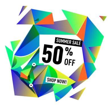 Yaz satış memphis tarzı web afiş. Moda ve seyahat poster indirim. Vektör tatil soyut renkli resimde kampanya ve promosyon.