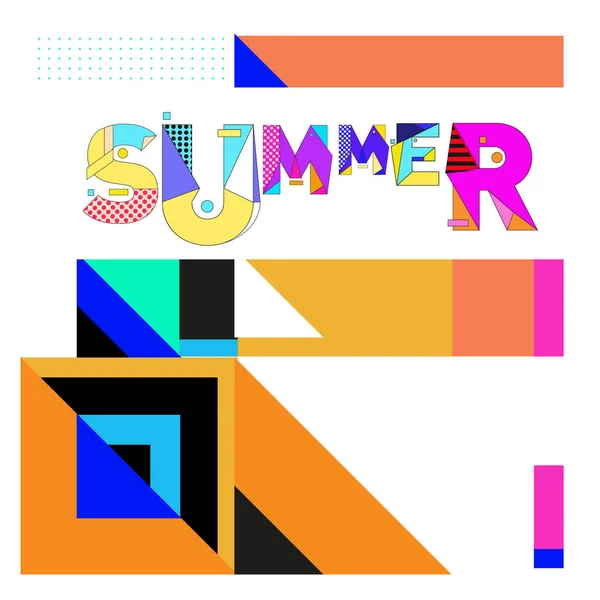 时尚的夏季卡在孟菲斯风格与抽象色彩的纹理 假日度假海报 小册子和促销模板的设计 — 图库矢量图片