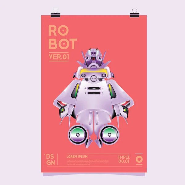 Ilustração Robô Realista Vetorial Modelo Cartaz Festival Design Robôs Brinquedos —  Vetores de Stock