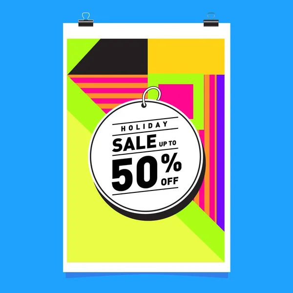 Sale Memphis Style Web Banner Fashion Travel Discount Poster Vector — Stock Vector