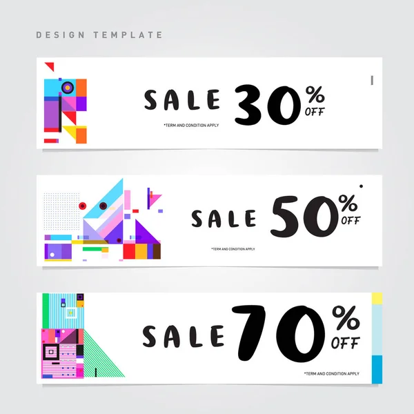 Venta Descuento Banner Conjunto Plantilla Colorida Del Banner Del Estilo — Vector de stock