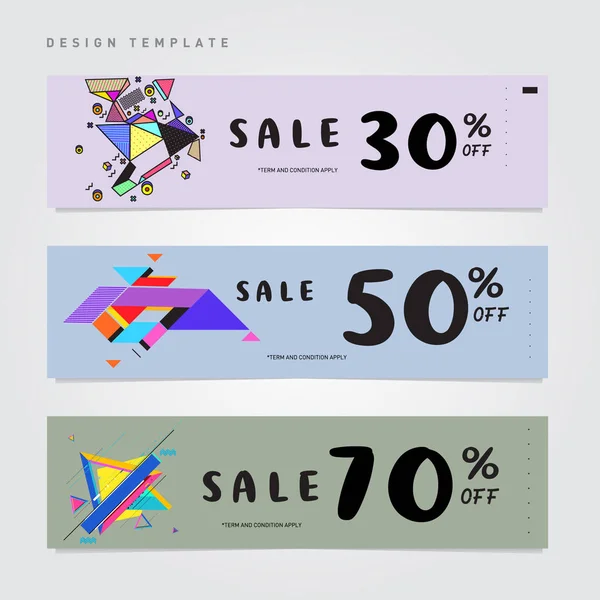 Venta Descuento Banner Conjunto Plantilla Colorida Del Banner Del Estilo — Vector de stock