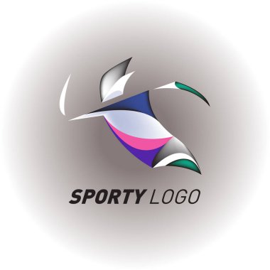 Renkli dinamik spor Logo ve kutsal kişilerin resmi. Spor olay ve sağlık etkinliği tasarım şablonu.