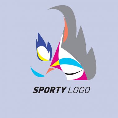 Renkli dinamik spor Logo ve kutsal kişilerin resmi. Spor olay ve sağlık etkinliği tasarım şablonu.