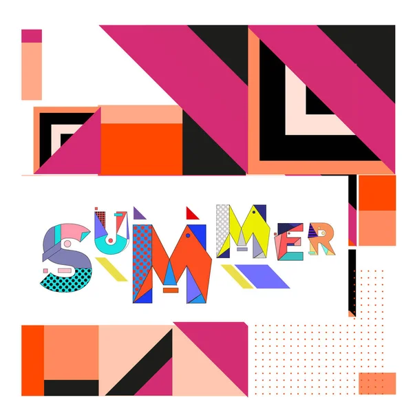 Trendy Summer Card Stile Memphis Con Texture Colorate Astratte Design — Vettoriale Stock