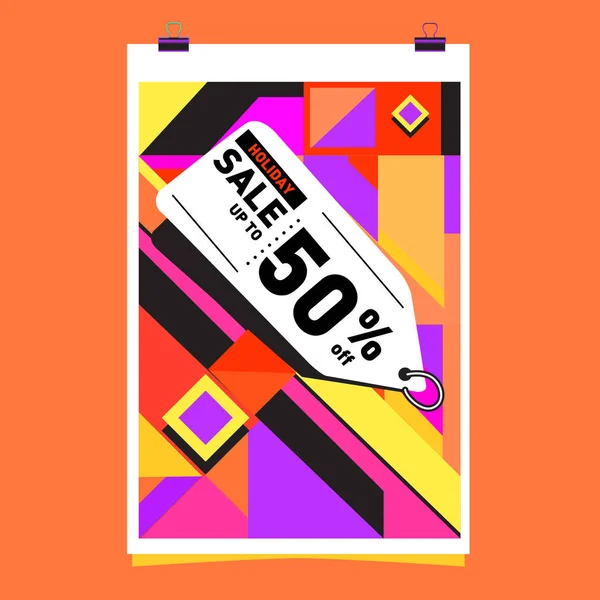sale memphis style web banner. Fashion and travel discount poster. Vector holiday Abstract colorful illustration with special offer and promotion.