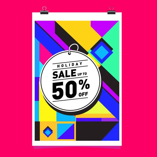 Sale Memphis Style Web Banner Mode Und Reisen Rabatt Plakat — Stockvektor