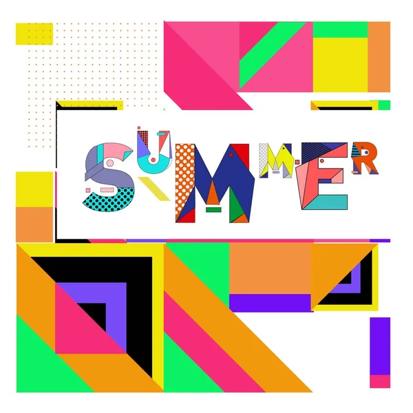 Trendy Summer Card Stile Memphis Con Texture Colorate Astratte Design — Vettoriale Stock