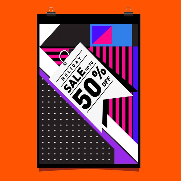 Sale Memphis Style Web Banner Mode Und Reisen Rabatt Plakat — Stockvektor