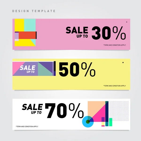 Venta Descuento Banner Conjunto Plantilla Colorida Del Banner Del Estilo — Vector de stock