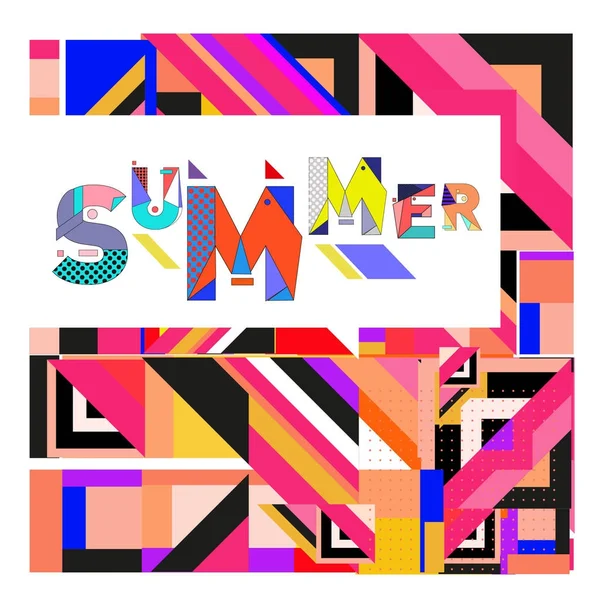 Trendy Summer Card Stile Memphis Con Texture Colorate Astratte Design — Vettoriale Stock