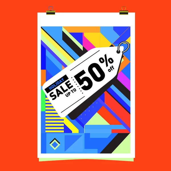 Sale Memphis Style Web Banner Mode Und Reisen Rabatt Plakat — Stockvektor