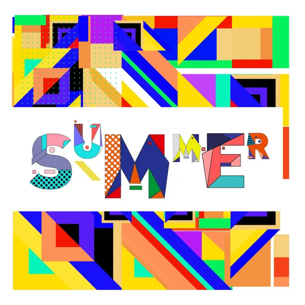 Trendy Summer Card Stile Memphis Con Texture Colorate Astratte Design — Vettoriale Stock