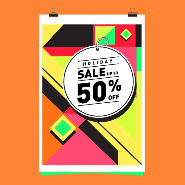 Sale Memphis Style Web Banner Mode Und Reisen Rabatt Plakat — Stockvektor