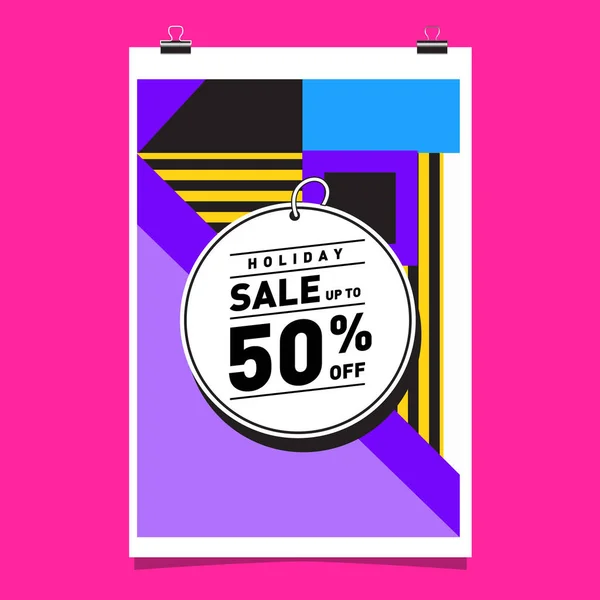 Sale Memphis Style Web Banner Mode Und Reisen Rabatt Plakat — Stockvektor