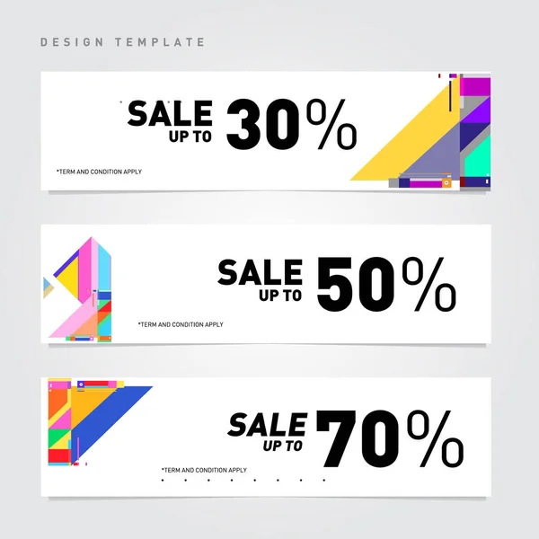 Sale Discount Banner Set Colorful Memphis Style Banner Template Background — Stock Vector
