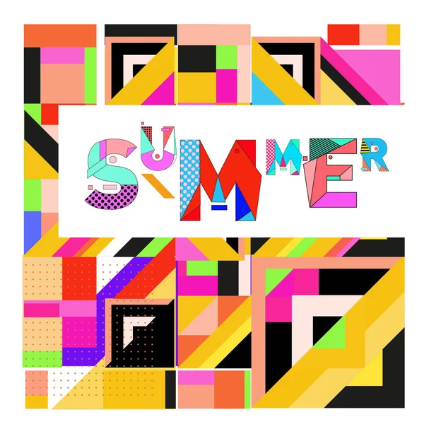 Cartão Verão Moda Estilo Memphis Com Texturas Coloridas Abstratas Design —  Vetores de Stock