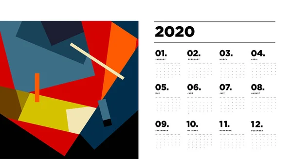 Calendario Año Nuevo Con Motivo Abstracto Simplemente Ilustración Vectorial — Vector de stock