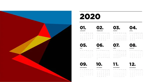 Calendario Año Nuevo Con Motivo Abstracto Simplemente Ilustración Vectorial — Vector de stock