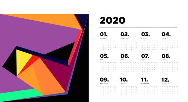 Nový Rok Kalendář Abstraktním Motivem Jednoduše Vektorové Ilustrace — Stockový vektor