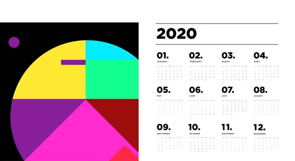 Calendario Año Nuevo Con Motivo Abstracto Simplemente Ilustración Vectorial — Archivo Imágenes Vectoriales