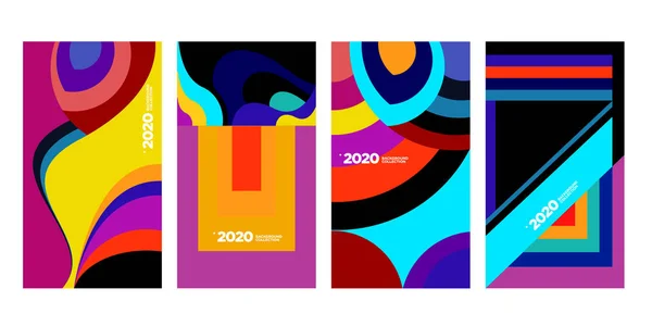 2020 Vektor Geometrische Und Abstrakte Bunte Hintergrund Kollektion Hintergrund Für — Stockvektor