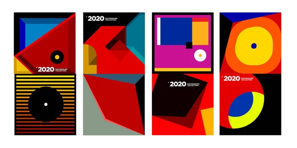 2020 Vektor Geometrische Und Abstrakte Bunte Hintergrund Kollektion Hintergrund Für — Stockvektor