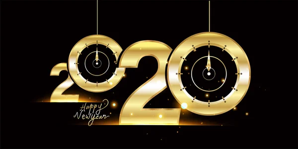 Boldog Évet 2020 Ragyogó Háttér Arany Elem Csillogás Vector — Stock Vector
