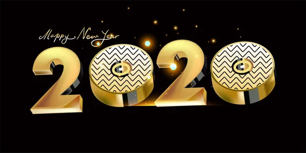 New Year poster with golden text on black background