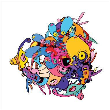 Beyaz arka planda izole edilmiş böcek ve kafatası karalaması