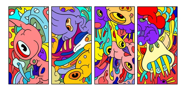 Vetor Abstrato Desenho Animado Doodle Crânio Osso Inseto Cabeça Ilustração — Vetor de Stock